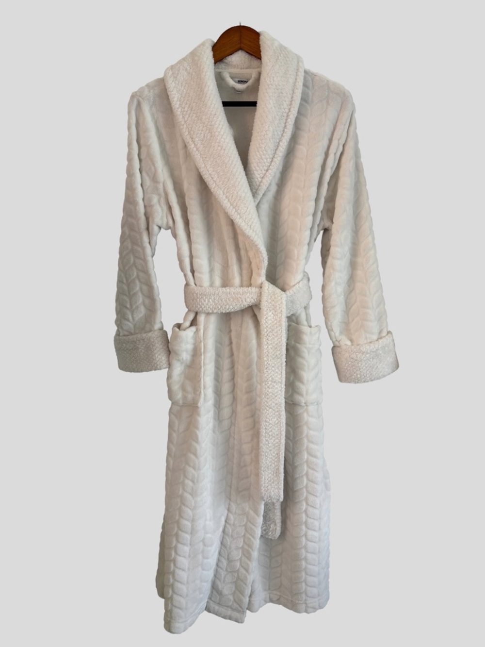 Sonoma Cream Quilted Plush Shawl Collar Bath Robe size Small